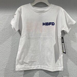 Jack's Surfboards, NWT, HBFD Pier, boy's 3T, white short sleeved tee shirt.